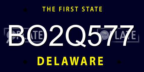 BO2Q577 Delaware License Plate