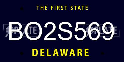 BO2S569 Delaware License Plate