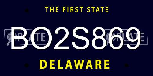 BO2S869 Delaware License Plate