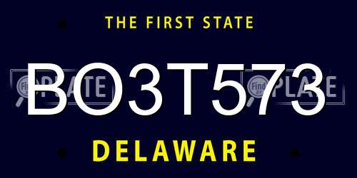 BO3T573 Delaware License Plate