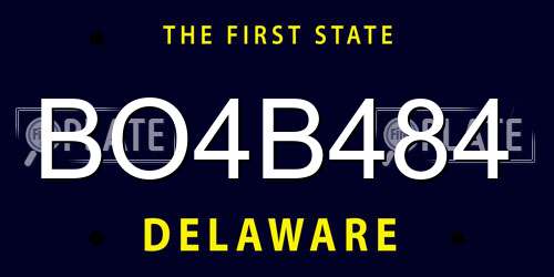 BO4B484 Delaware License Plate