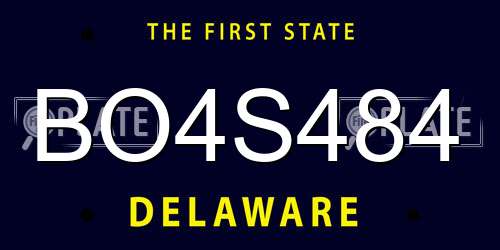 BO4S484 Delaware License Plate