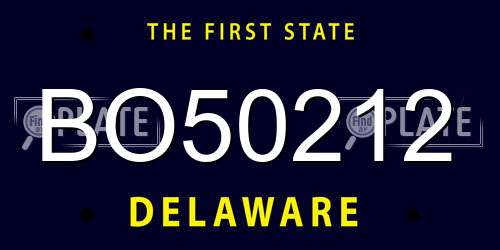 BO50212 Delaware License Plate