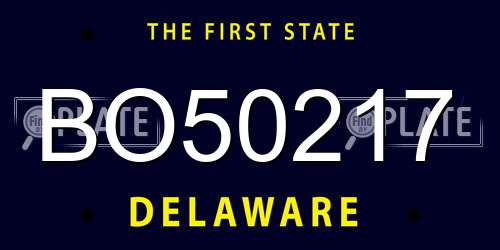 BO50217 Delaware License Plate