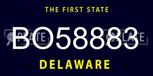 BO58883 Delaware License Plate