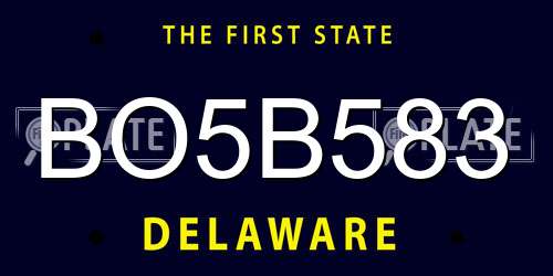 BO5B583 Delaware License Plate