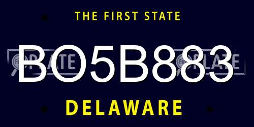 BO5B883 Delaware License Plate