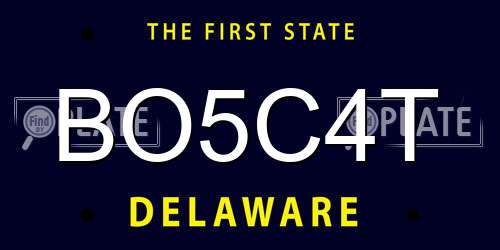 BO5C4T Delaware License Plate