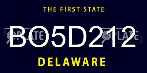 BO5D212 Delaware License Plate