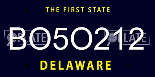 BO5O212 Delaware License Plate