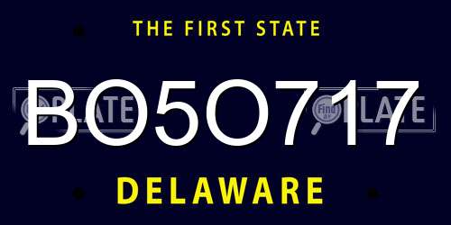 BO5O717 Delaware License Plate