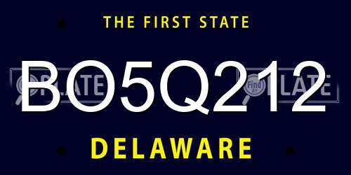 BO5Q212 Delaware License Plate