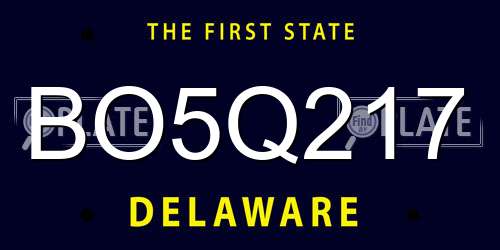 BO5Q217 Delaware License Plate