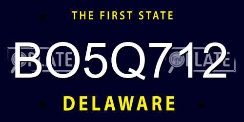 BO5Q712 Delaware License Plate