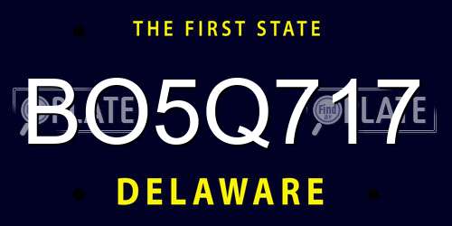 BO5Q717 Delaware License Plate