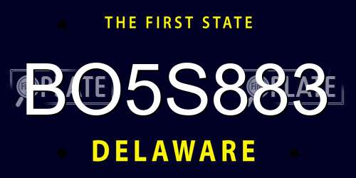 BO5S883 Delaware License Plate