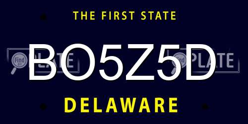 BO5Z5D Delaware License Plate