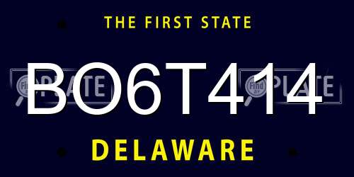 BO6T414 Delaware License Plate