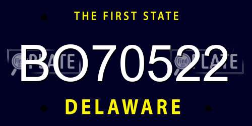 BO70522 Delaware License Plate