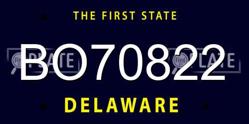 BO70822 Delaware License Plate