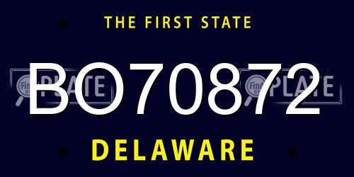 BO70872 Delaware License Plate