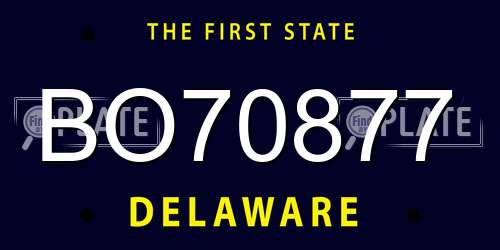 BO70877 Delaware License Plate