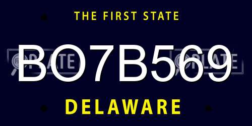 BO7B569 Delaware License Plate