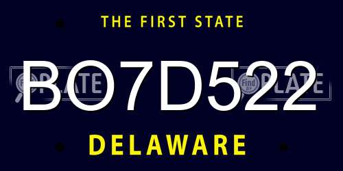 BO7D522 Delaware License Plate