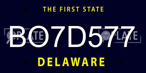 BO7D577 Delaware License Plate
