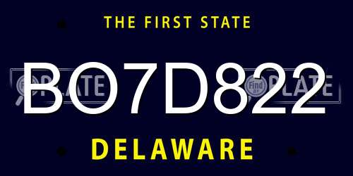BO7D822 Delaware License Plate