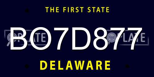 BO7D877 Delaware License Plate