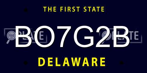 BO7G2B Delaware License Plate