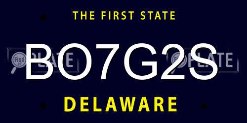 BO7G2S Delaware License Plate