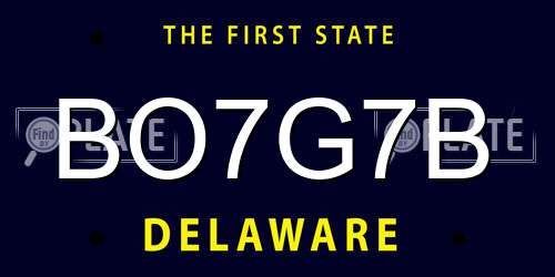 BO7G7B Delaware License Plate