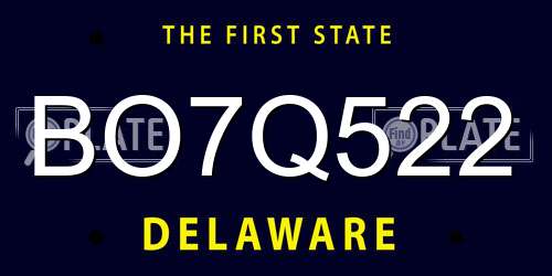 BO7Q522 Delaware License Plate