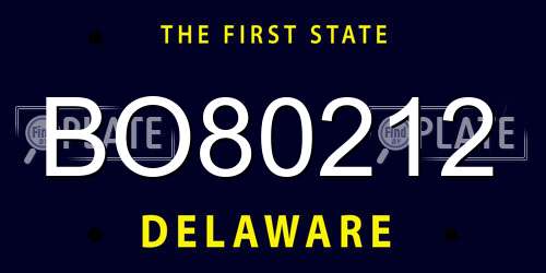 BO80212 Delaware License Plate