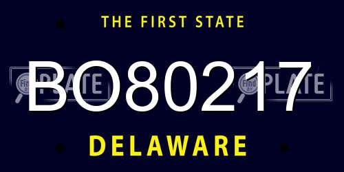 BO80217 Delaware License Plate