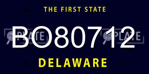 BO80712 Delaware License Plate