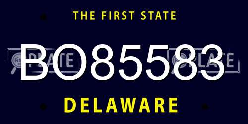 BO85583 Delaware License Plate