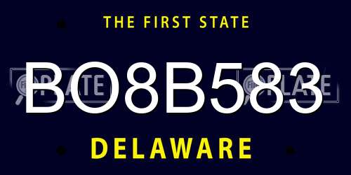 BO8B583 Delaware License Plate
