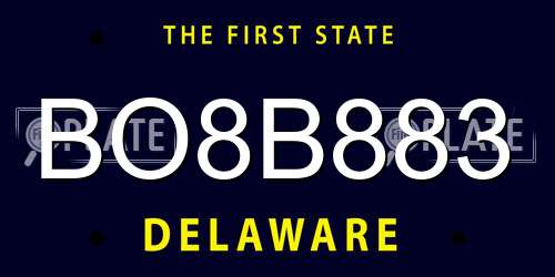 BO8B883 Delaware License Plate