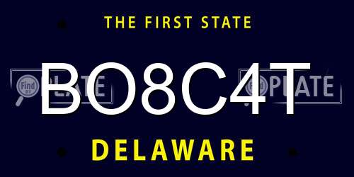 BO8C4T Delaware License Plate