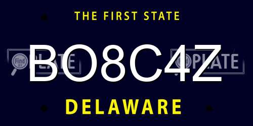 BO8C4Z Delaware License Plate