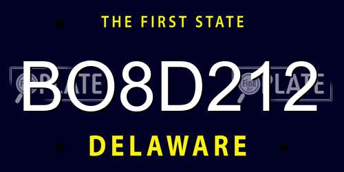 BO8D212 Delaware License Plate