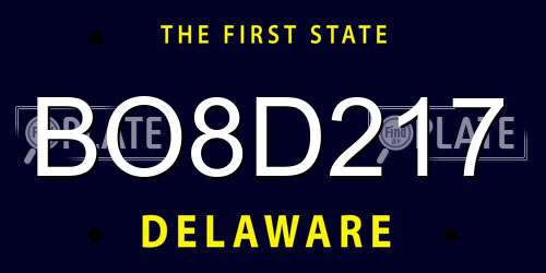 BO8D217 Delaware License Plate
