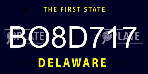 BO8D717 Delaware License Plate