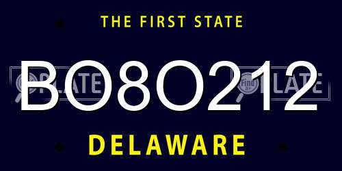 BO8O212 Delaware License Plate