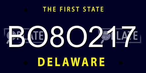 BO8O217 Delaware License Plate