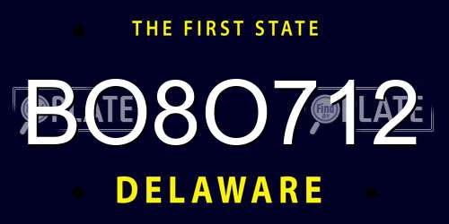 BO8O712 Delaware License Plate
