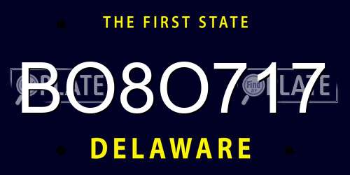 BO8O717 Delaware License Plate
